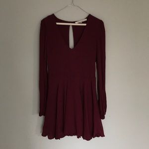 Beautiful Maroon Crepe Mini Dress